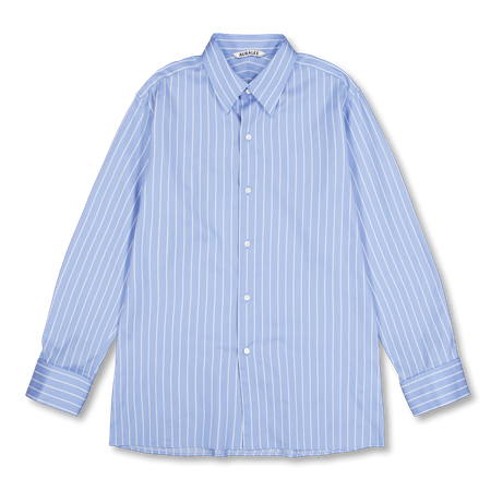 Y*I様 26SS AURALEE COTTON SILK STRIPE SHI Auralee Cotton Silk Stripe Double-Cuff Shirt Sax Blue Stripe