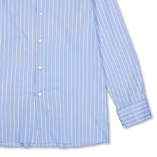 Auralee Cotton Silk Stripe Double-Cuff Shirt Sax Blue Stripe