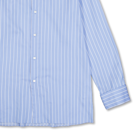 トップス AURALEE COTTON SILK STRIPE SHIRT SAX Auralee Cotton Silk Stripe Double-Cuff Shirt Sax Blue Stripe