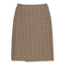 Auralee Silk Linnen Nep Check Wrap Skirt - Dark Brown Check