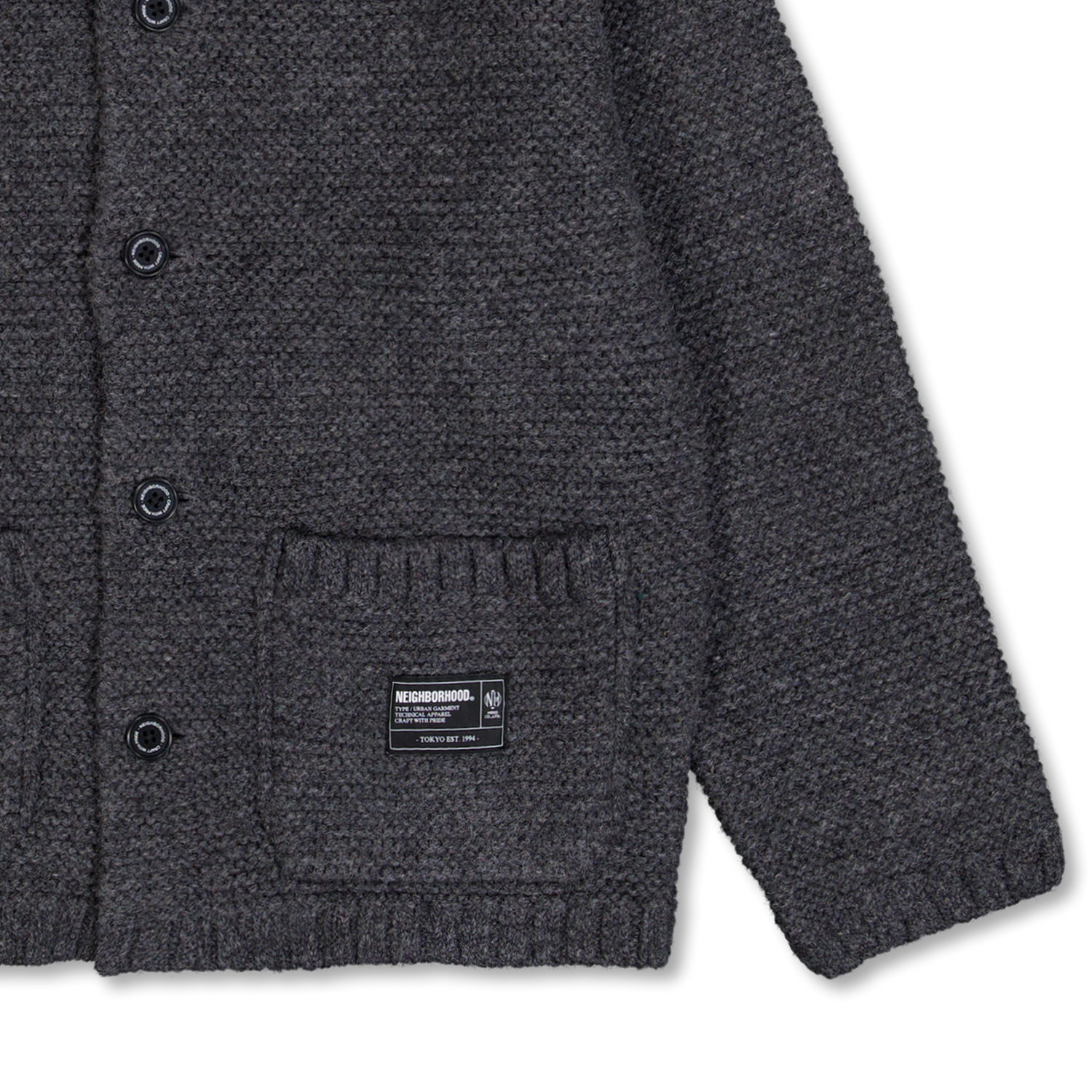Neighborhood Shetland Knit Jacket Charcoal | Nitty Gritty
