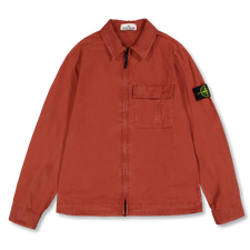 Stone Island Old Effect Brushed Cotton Zip Shirt 1200008 - Brick Red