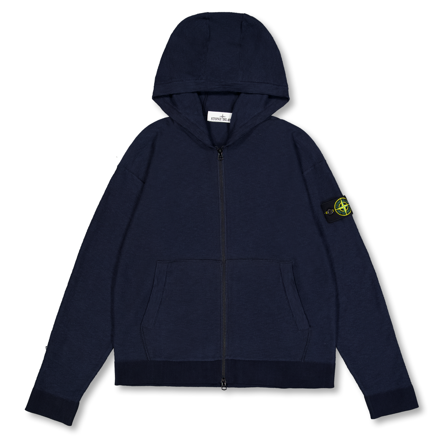 Stone Island Organic Cotton Knit Zip Hoodie 5100050 Navy Blue