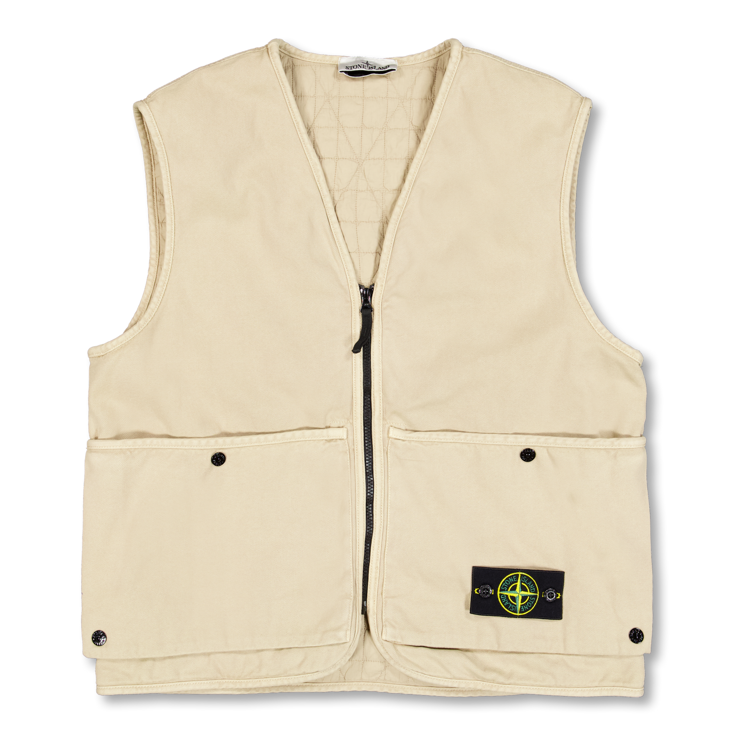 トップス STONE  Garment Dye Vest Outer Stone Island Garment Dyed Panama Cotton Vest 6100007 Desert