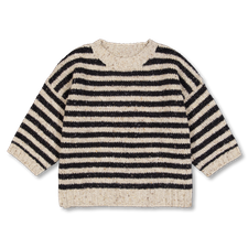 Toast                                              Donegal Stripe Short Sleeve Sweater - Soft Black/Oatmeal