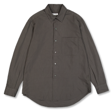 Kaptain Sunshine Regular Collar Shirt Stripe Washed Cotton Silk - Ink Black