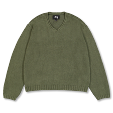 Stüssy Roll V Neck Sweater - Olive