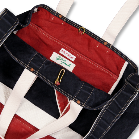 Niceness L.LESH Aged Effect NN Shoulder Tote Bag Black X Red