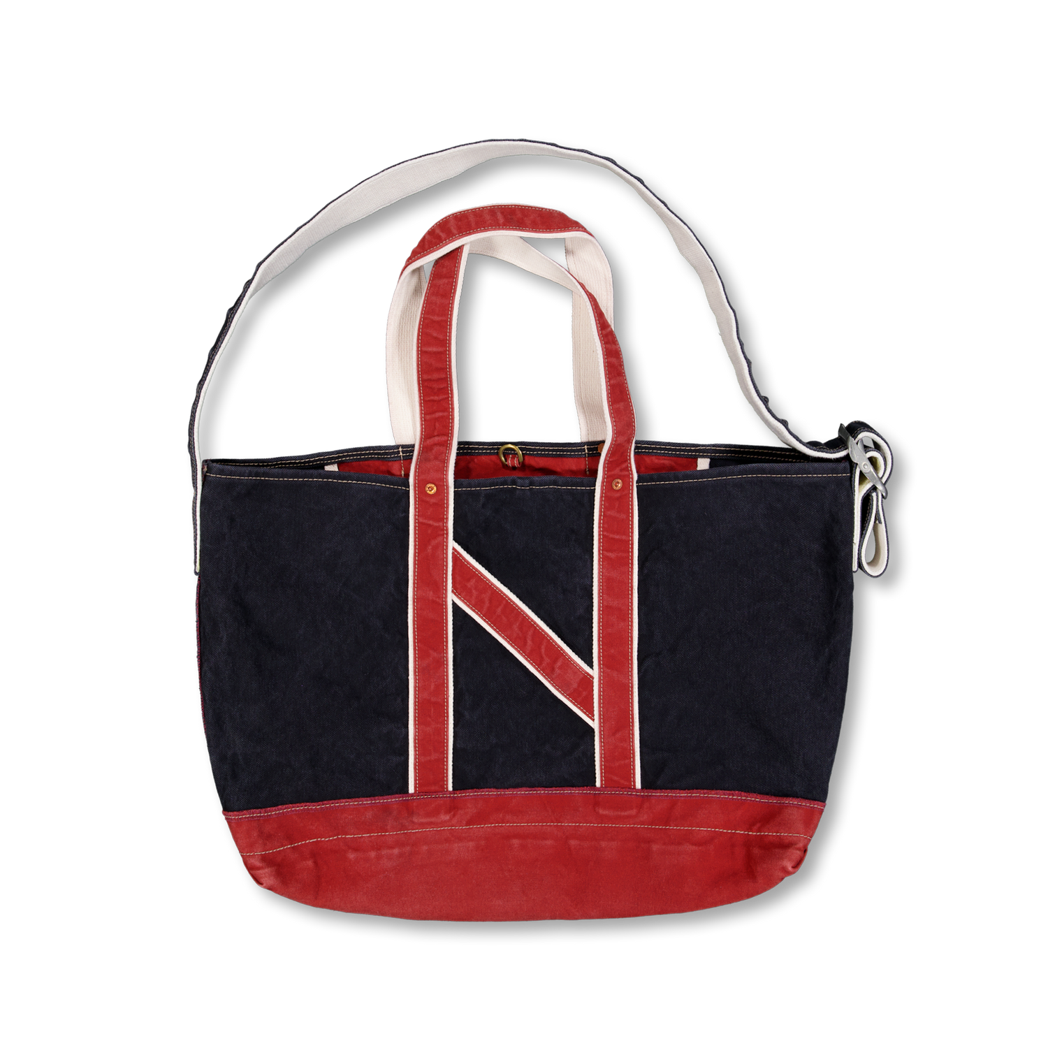 Niceness L.LESH Aged Effect NN Shoulder Tote Bag Black X Red