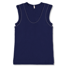 Babaco Twisted Cotton Layered Sleeveless Top - Navy