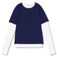 Babaco Twisted Cotton Layered Longsleeve Top - Navy (White)