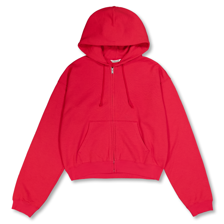 Auralee High Twist Light Sweat Zip Parka Red | Nitty Gritty