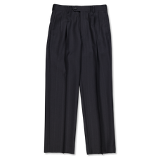 Auralee Bluefaced Wool Two-Tucked Slacks - Charcoal Navy