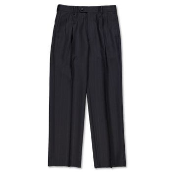 Auralee Bluefaced Wool Two-Tucked Slacks Charcoal Navy | Nitty Gritty