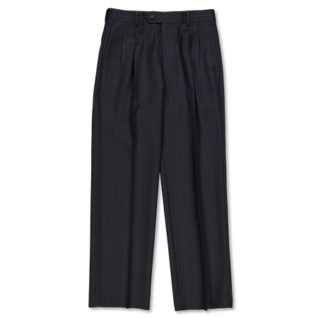Auralee Bluefaced Wool Two-Tucked Slacks Charcoal Navy | Nitty Gritty