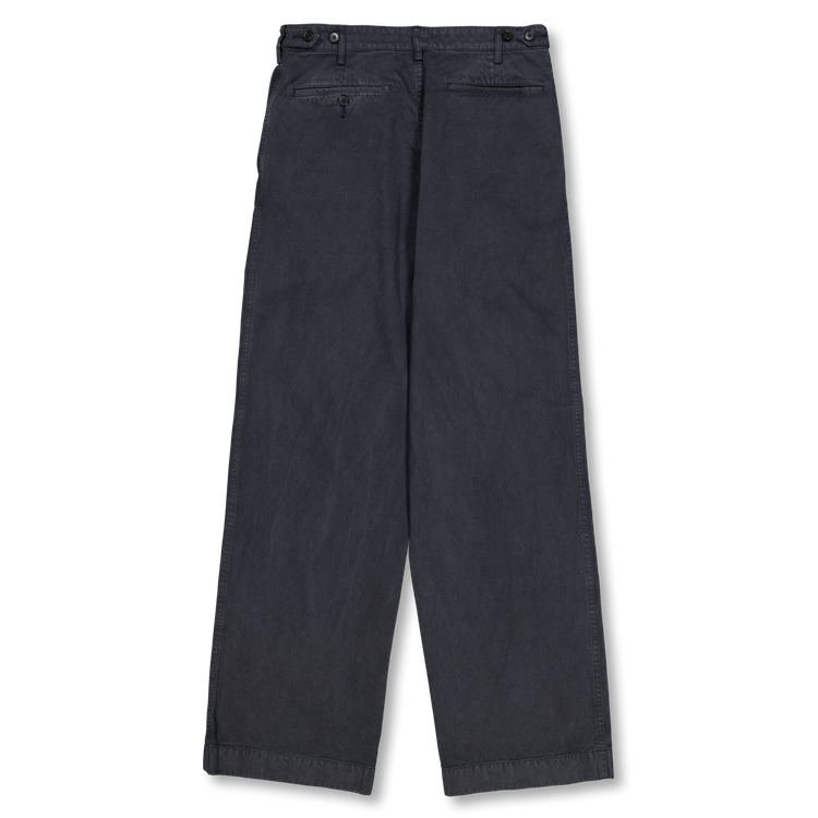 Auralee Garment-Dyed Finx Light Chino One-Tuck Wide Pant Black