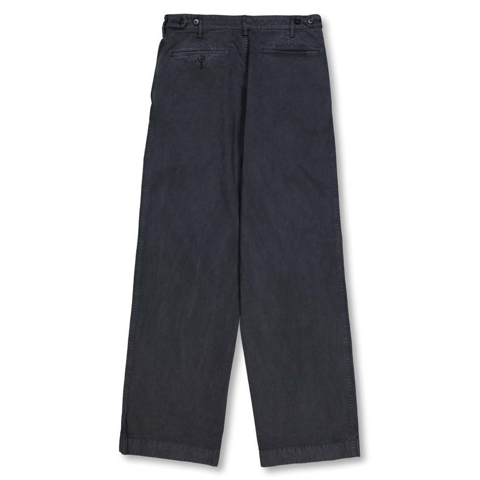 Auralee Garment-Dyed Finx Light Chino One-Tuck Wide Pant Black