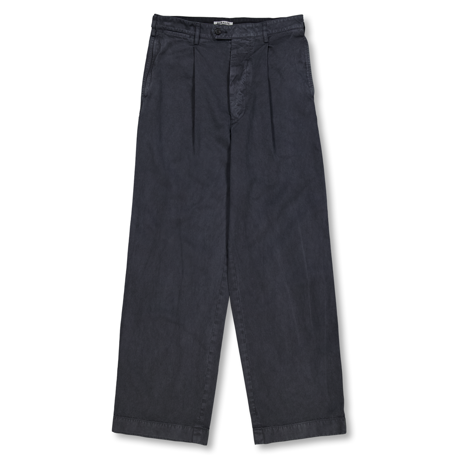 Auralee Garment-Dyed Finx Light Chino One-Tuck Wide Pant Black