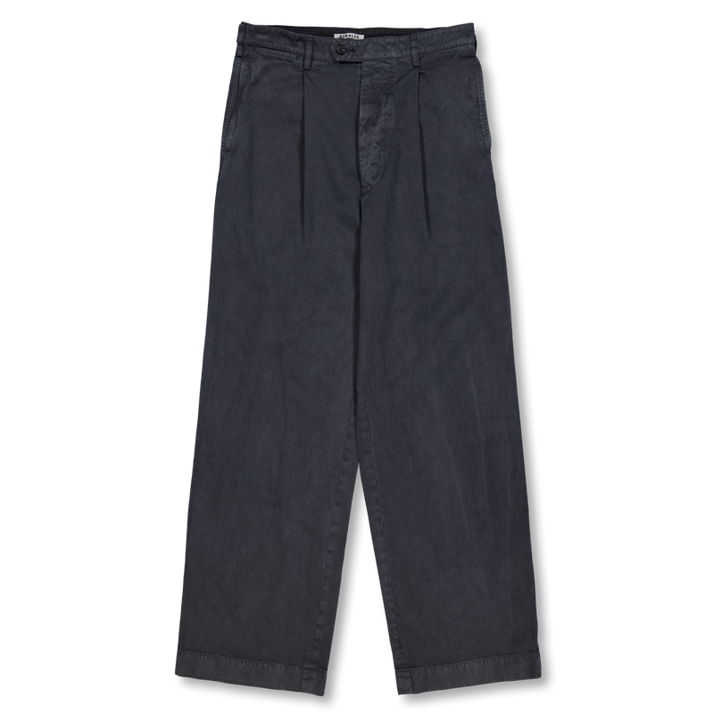 Auralee Garment-Dyed Finx Light Chino One-Tuck Wide Pant Black