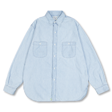 orSlow Relax Fit Chambray Work Shirt - Chambray Bleached