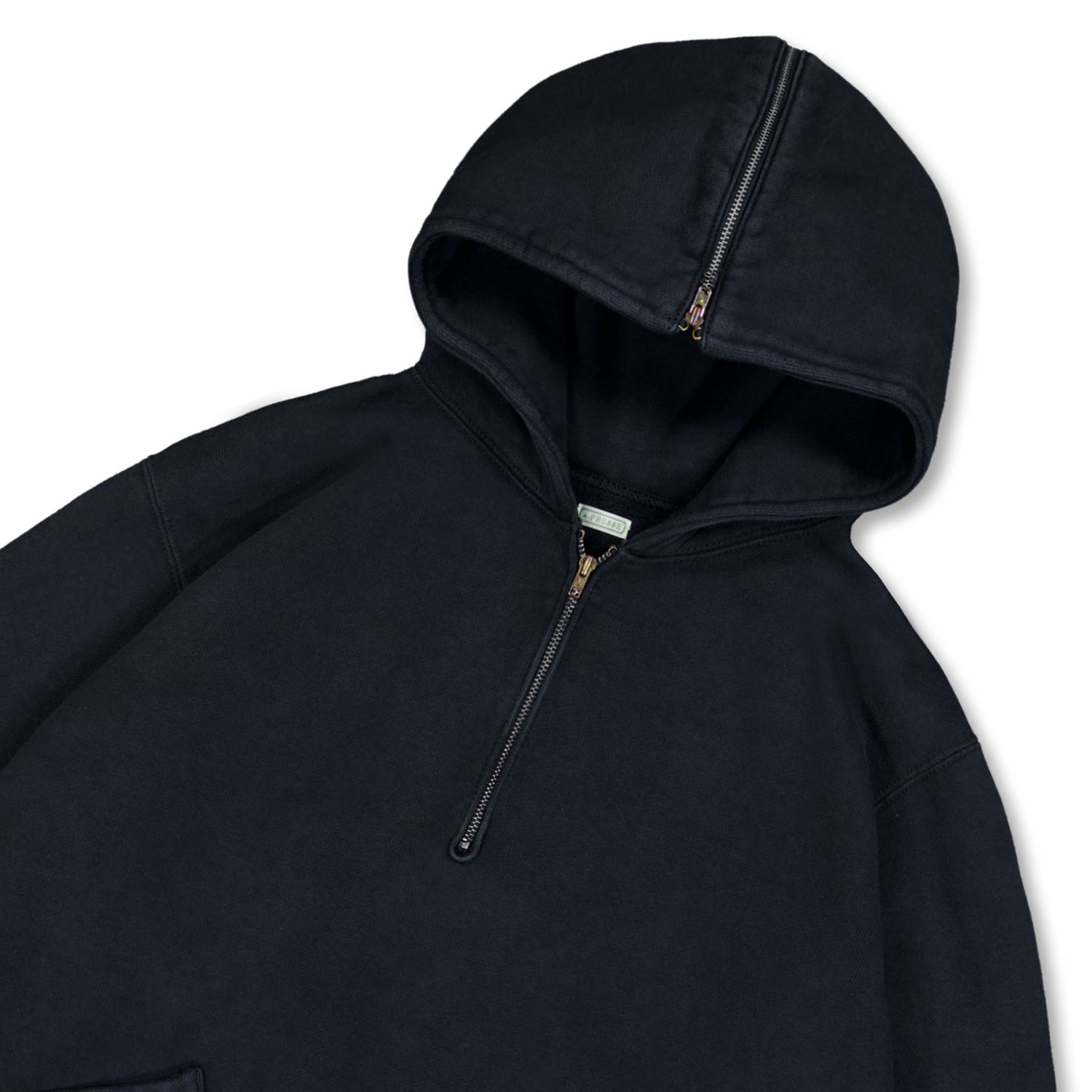 A.PRESSE Vintage Sailor Hood Half Zip Sweatshirt Black | Nitty Gritty