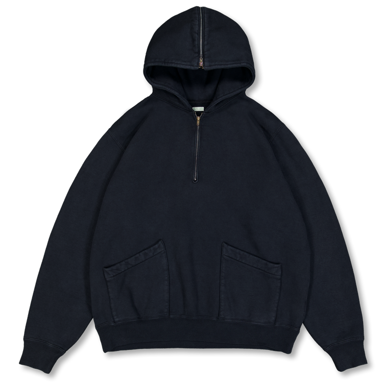 A.PRESSE Vintage Sailor Hood Half Zip Sweatshirt Black | Nitty Gritty