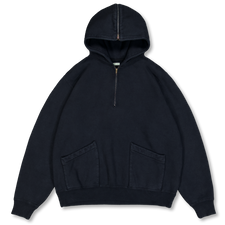 A.PRESSE Vintage Sailor Hood Half Zip Sweatshirt - Black