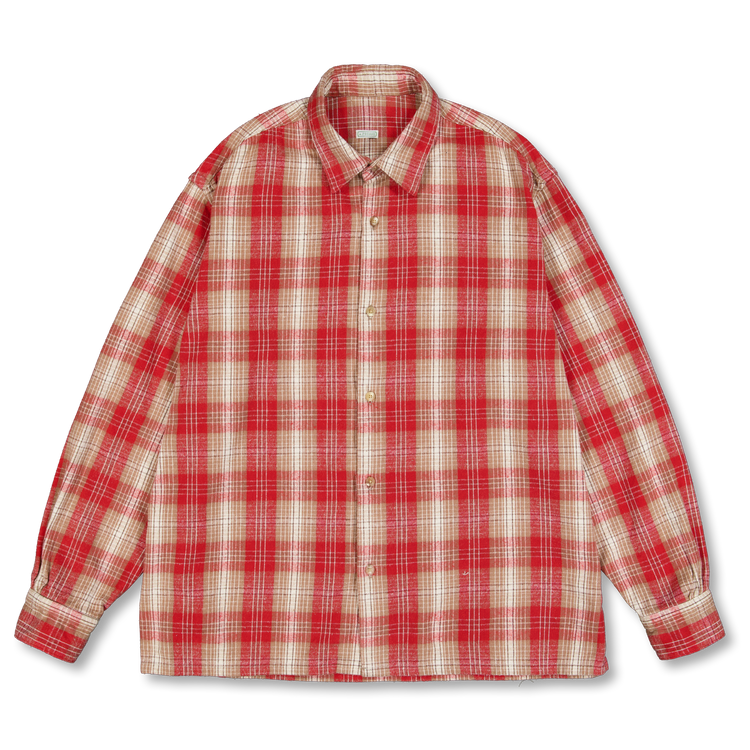 A.PRESSE Vintage Cotton Silk Nep Twill Check Shirt Red | Nitty Gritty