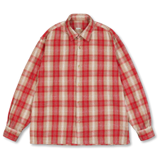 A.PRESSE Vintage Cotton Silk Nep Twill Check Shirt - Red