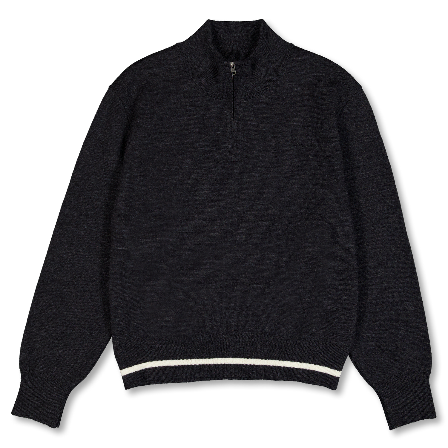 Margaret Howell MHL Half Zip Sweater Wool Cotton Twist Charcoal