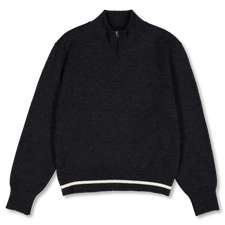 Margaret Howell MHL Half Zip Sweater Wool Cotton Twist - Charcoal