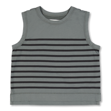 Margaret Howell MHL Overdye Stripe Tank Top Lightweight Dry Jersey - Carbon / Black