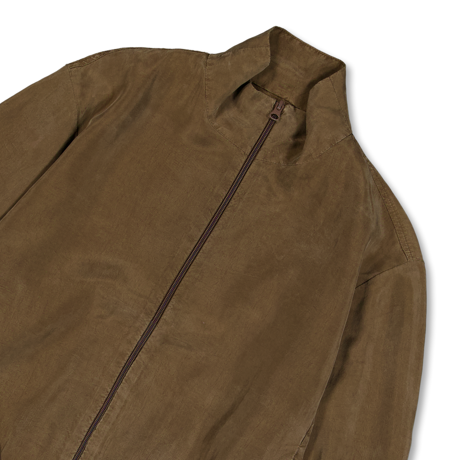 Gabriela Coll Garments No.261 Cupro Doubled Zipper Jacket Brown 