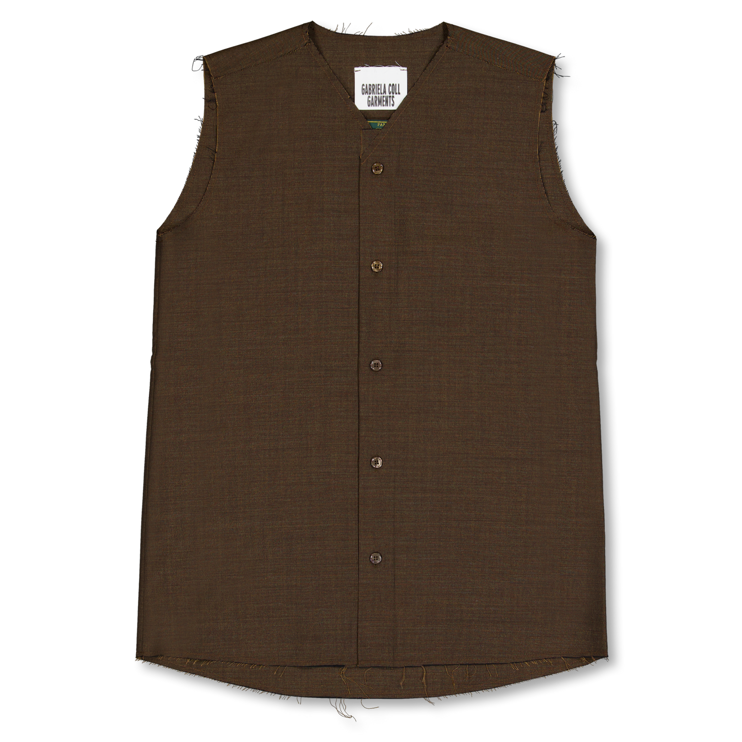 Gabriela Coll Garments No.272 Summer Wool Sleeveless Shirt Brown