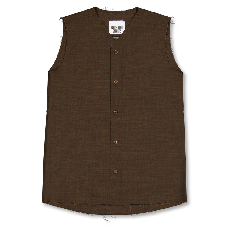 トップス SUMMER WOOL SLEEVELESS SHIRT Gabriela Coll Garments No.272 Summer Wool Sleeveless Shirt Brown