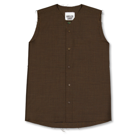 トップス SUMMER WOOL SLEEVELESS SHIRT Gabriela Coll Garments No.272 Summer Wool Sleeveless Shirt Brown
