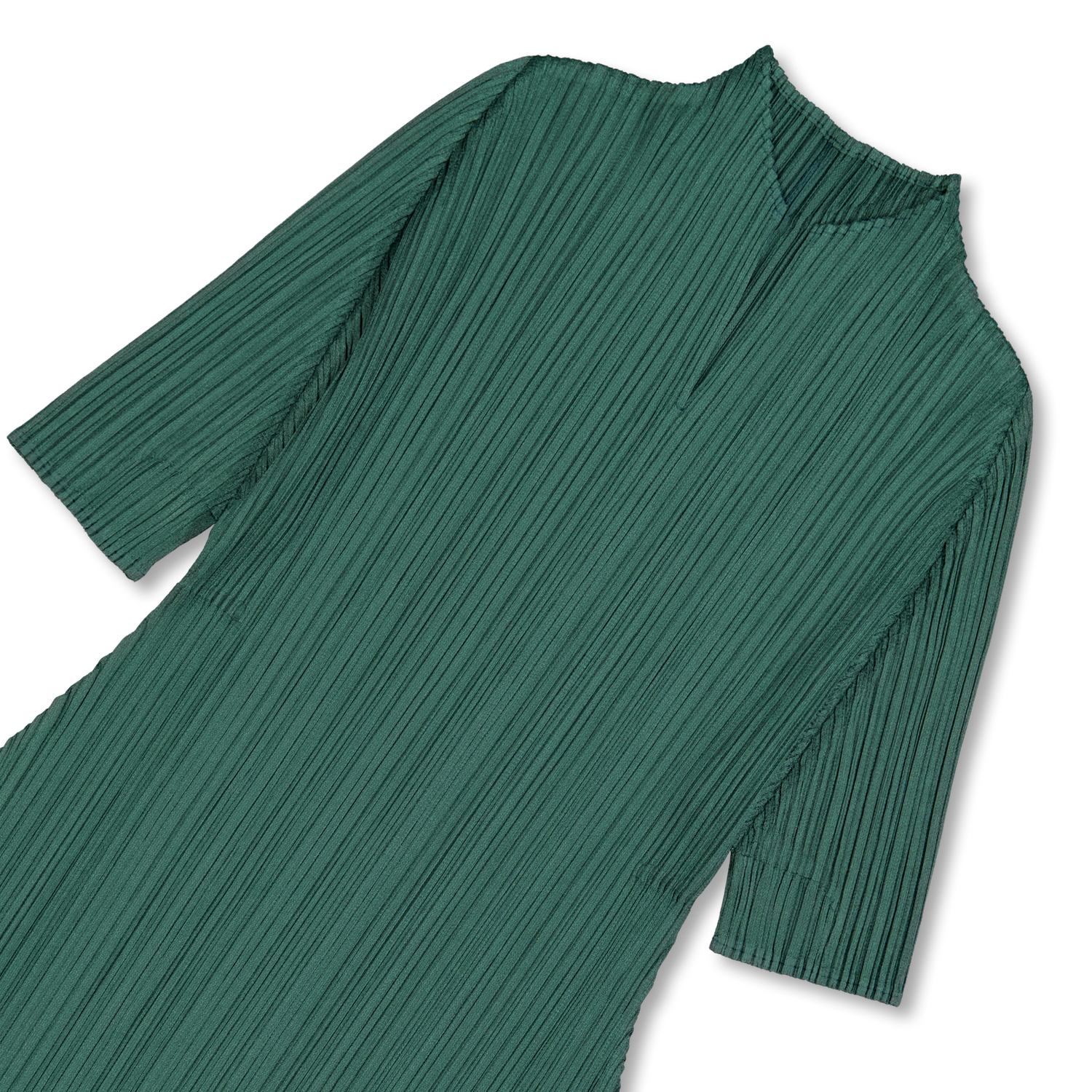 Pleats Please Issey Miyake Monthly Colors Short Sleeve Dress Dark Green |  Nitty Gritty