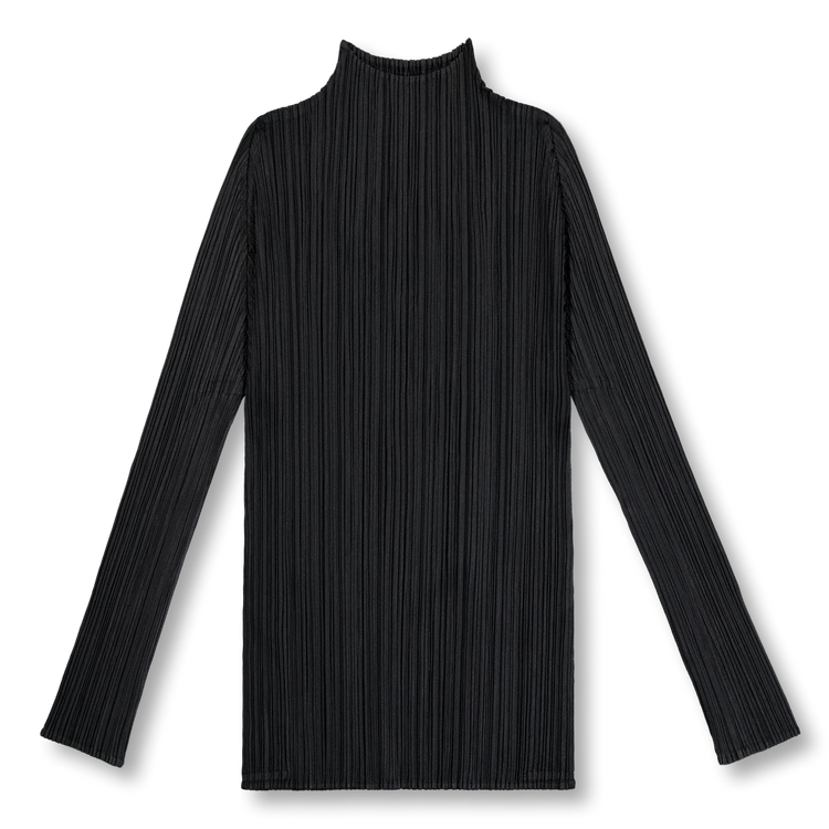 Tシャツ(長袖/七分) ISSEY MIYAKE - ISSEY MIYAKE 16AW Pleats High Neck Top 2 Pleats Please Issey Miyake Basics Long Sleeve Top Black | Nitty Gritty