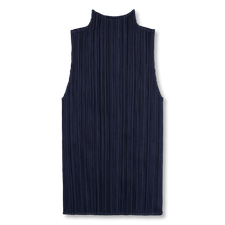 Pleats Please Issey Miyake New Colorful Basics Sleeveless Top - Navy