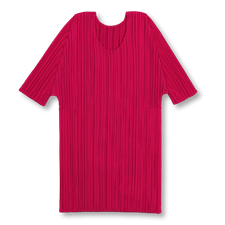 Pleats Please Issey Miyake New Colorful Basics Short Sleeve Top - Carmine