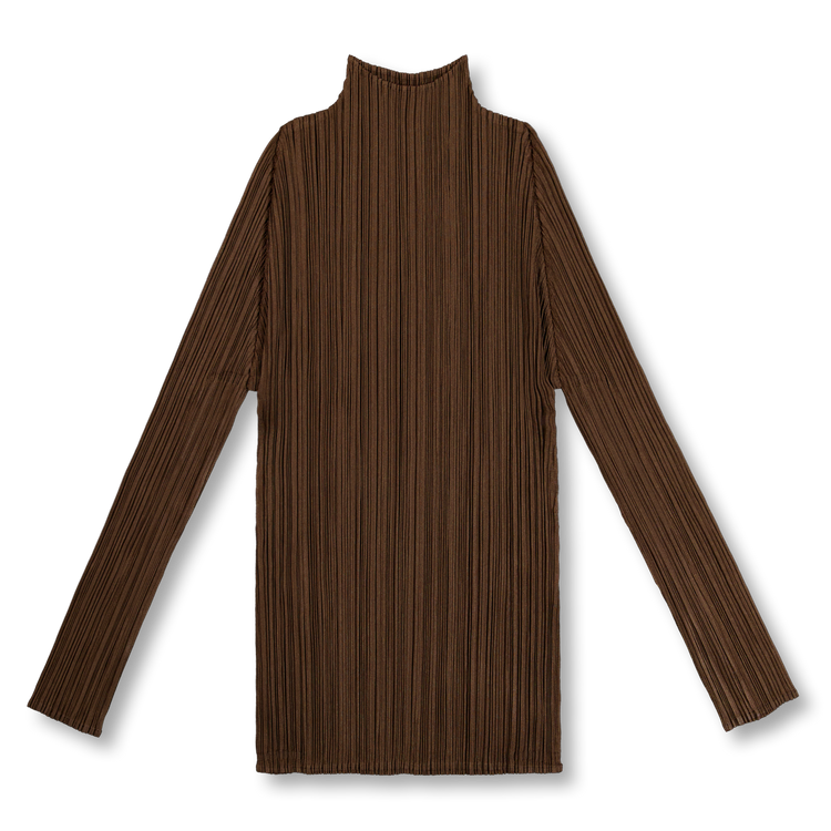 極美品✨ISSEY MIYAKE プリーツ　ベロア生地　ブラウン　長袖 Pleats Please Issey Miyake New Colorful Basics Long Sleeve Top