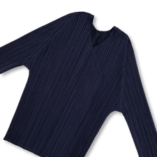 Pleats Please Issey Miyake New Colorful Basics Cardigan Navy