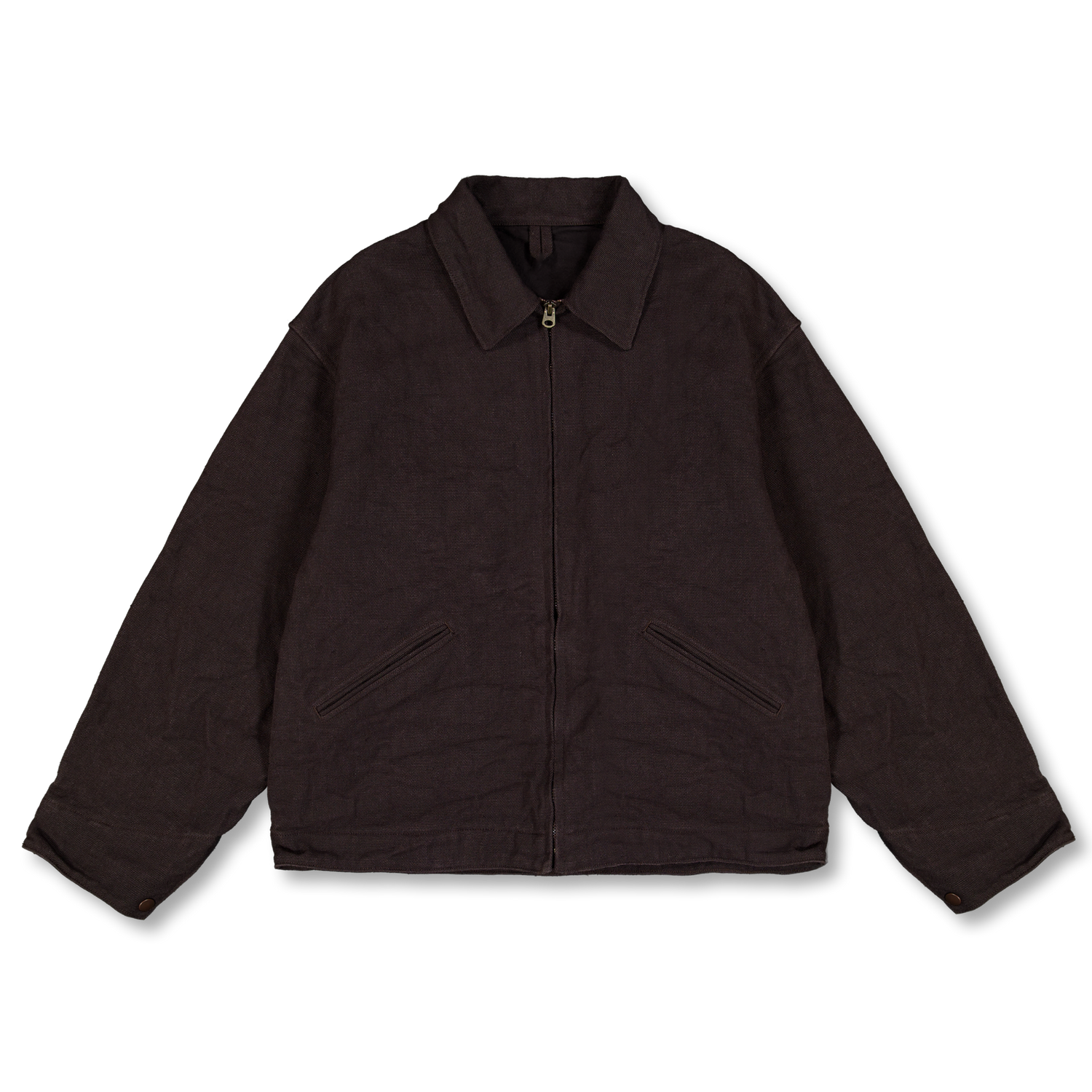 COMOLI Hemp Duck Zip Short Jacket Brown | Nitty Gritty