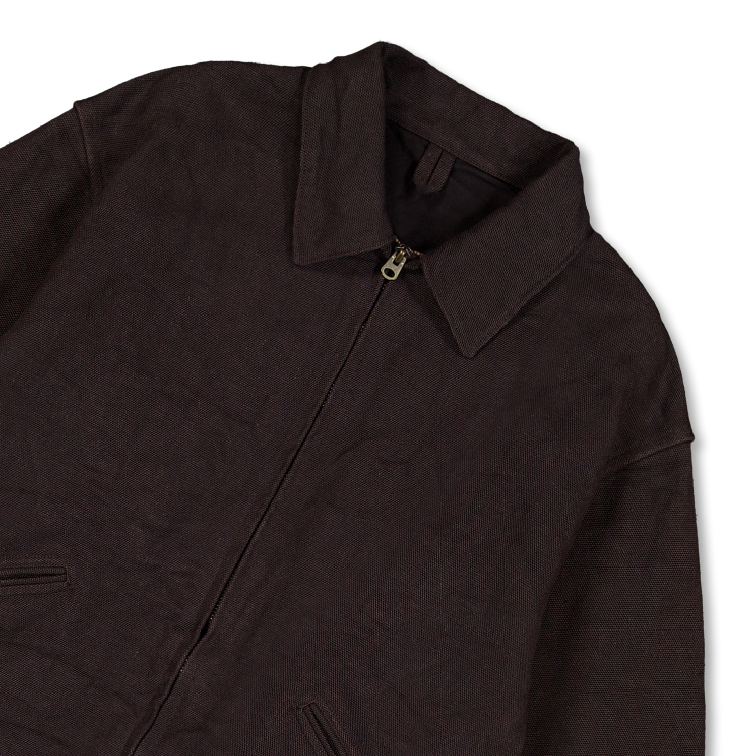 COMOLI Hemp Duck Zip Short Jacket Brown | Nitty Gritty
