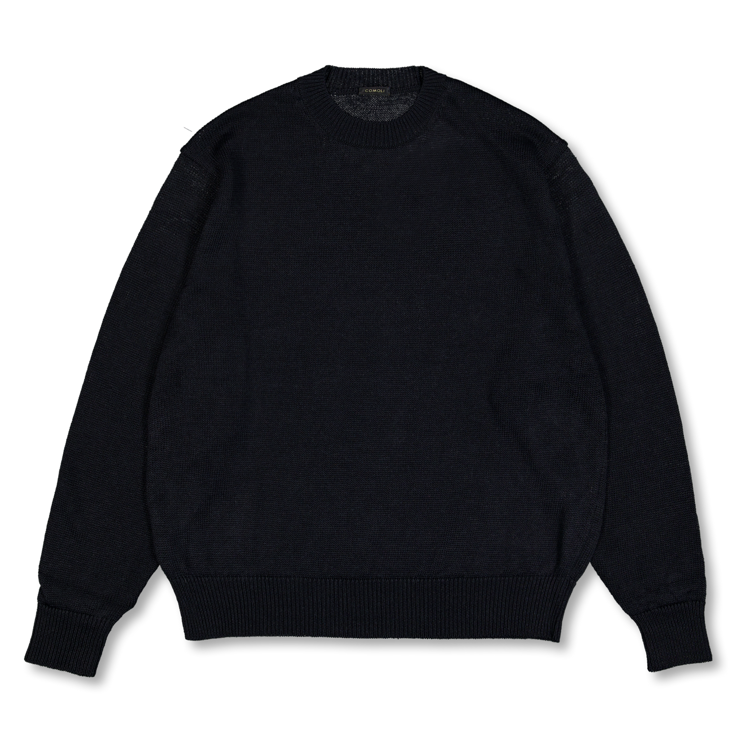 COMOLI Linen Crew-Neck Knit PO Black | Nitty Gritty