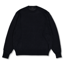 COMOLI Linen Crew-Neck Knit PO - Black