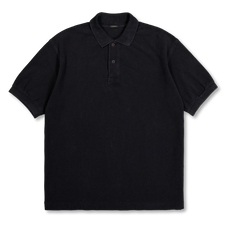 COMOLI Piqué Short-Sleeve Polo Shirt - Black