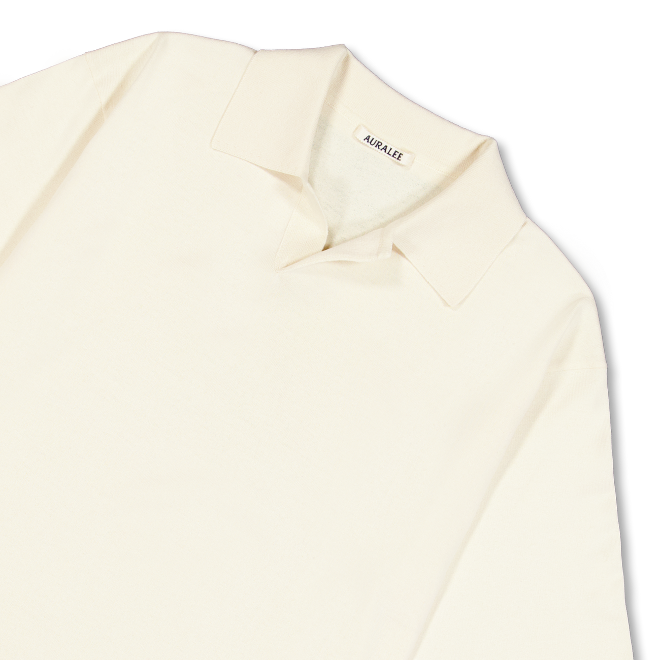 Auralee High Gauge Tussah Silk Knit SKipper Polo Ivory | Nitty Gritty