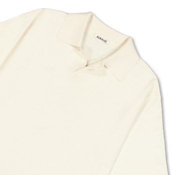 Auralee High Gauge Tussah Silk Knit SKipper Polo Ivory | Nitty Gritty