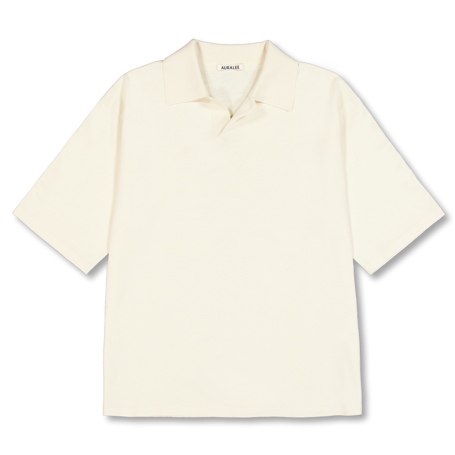 Auralee High Gauge Tussah Silk Knit SKipper Polo Ivory | Nitty Gritty